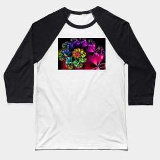 Rainbow Flowers Spiral Baseball T-Shirt